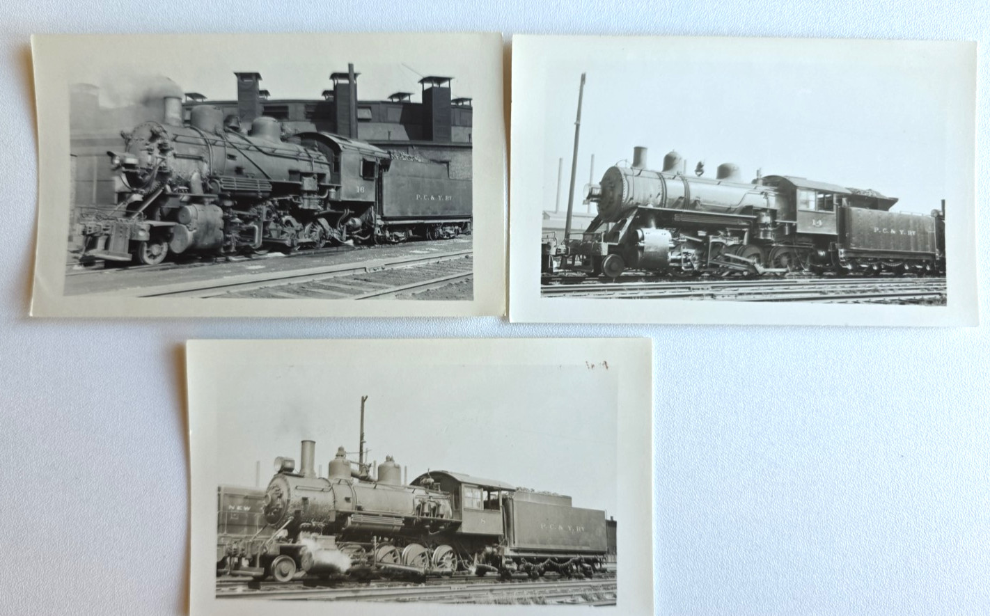 C.1940s Pittsburgh, Chartiers & Youghiogheny Railroad Locomotive Photo Lot Of 3