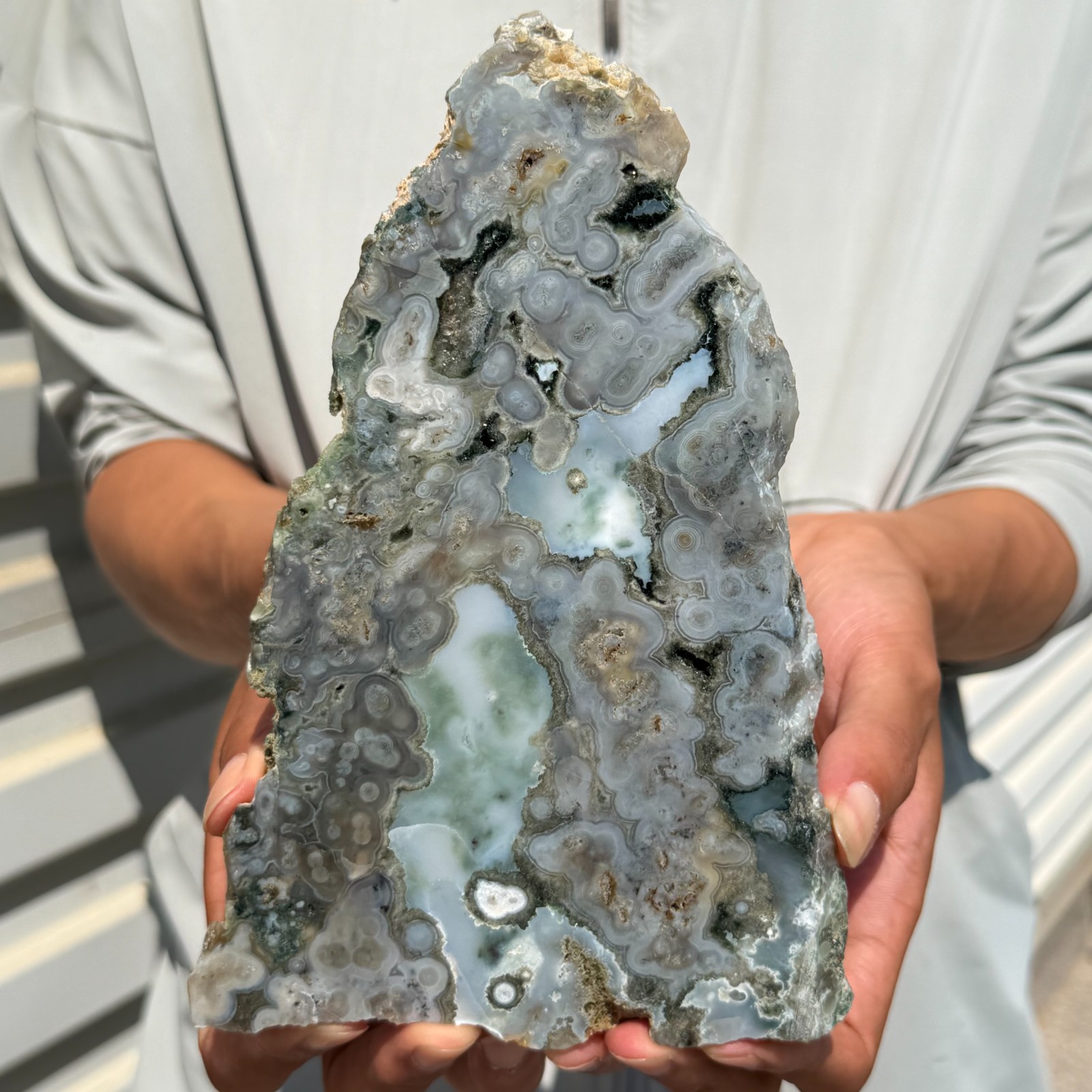 442g Natural Gem Grad Ocean Jasper Slab Quartz Crystal Mineral Specimen
