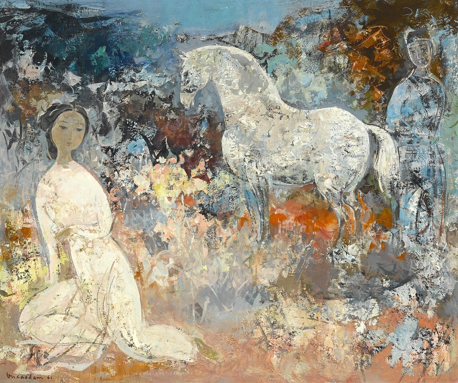 Vu Cao Dam : The White Horse : Archival Quality Art Print 17x22