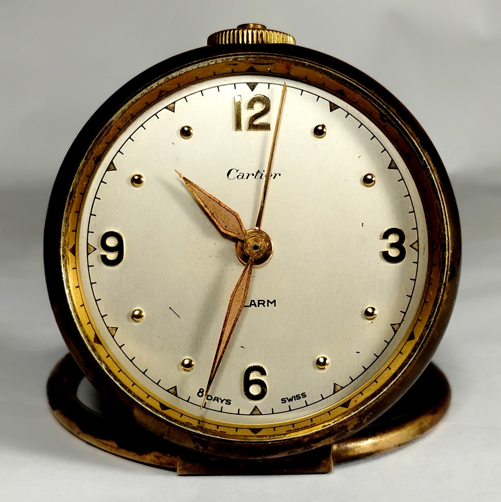 Cartier Vintage 8 Day Alarm Travel Clock Swiss Mvmt Inscrib Patrick B. McGinnis 