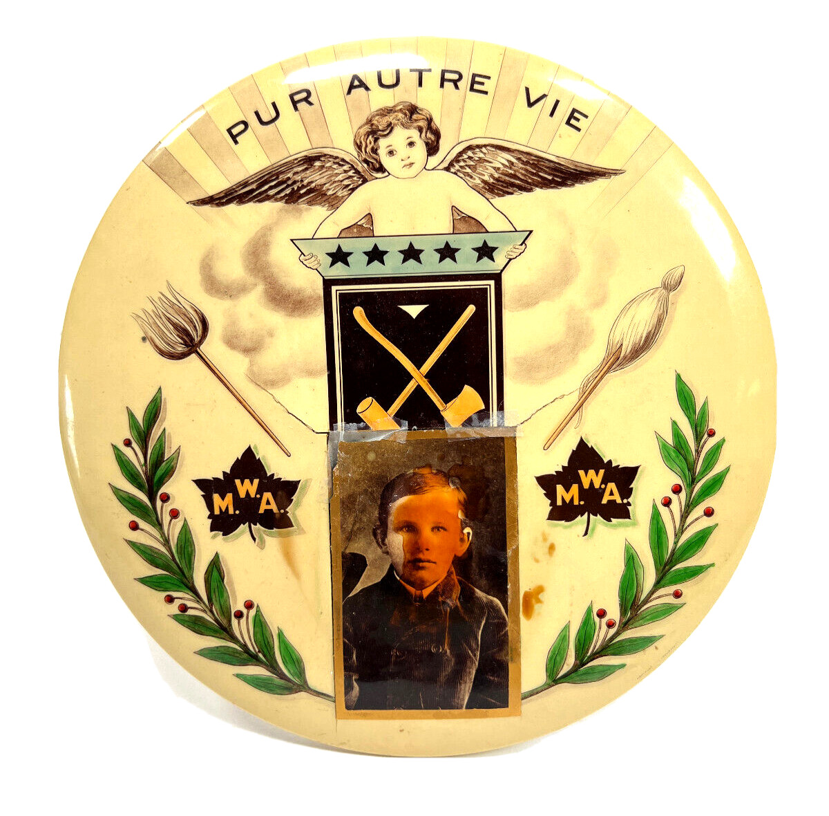 Antique Modern Woodman of American \'Pur Autre Vie\' Lrg Celluloid Photo Frame