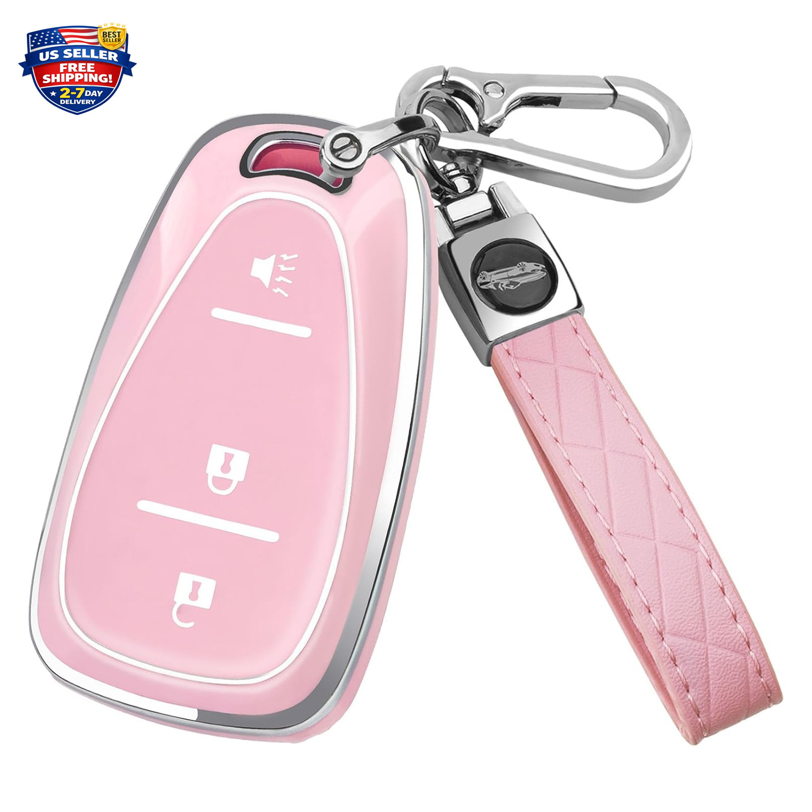 Chevy Key Fob Cover TPU Slim Case with Keychain for Equinox Malibu Camaro Cruze