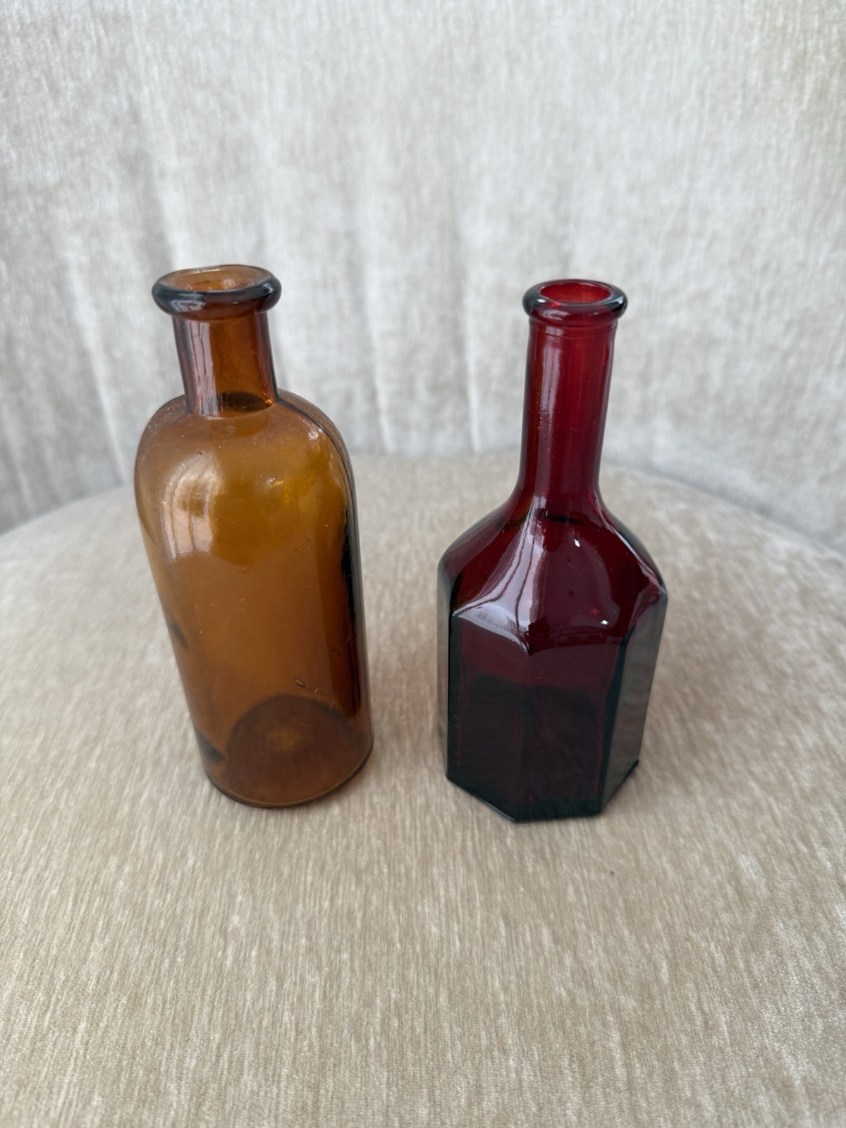 VTG Antique Ruby Red Octagon Wheaton Brown amber apothecary medicine glass jars