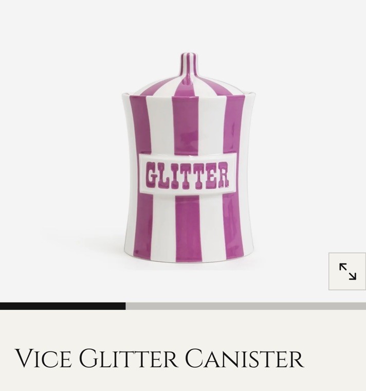 Jonathan Adler Glitter Ceramic Canister Purple White Striped NEW UnopenedLast 1