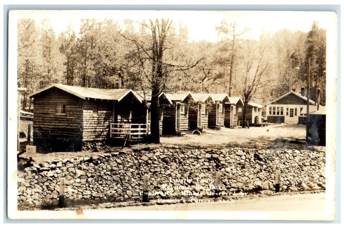 1938 Grizzly Camp Cabins View Keystone South Dakota SD RPPC Photo Postcard