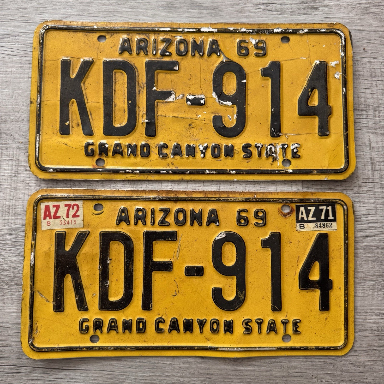 1969-72 ARIZONA AZ LICENSE PLATE TAG “KDF-914” – ANTIQUE, Vintage; Grand Canyon