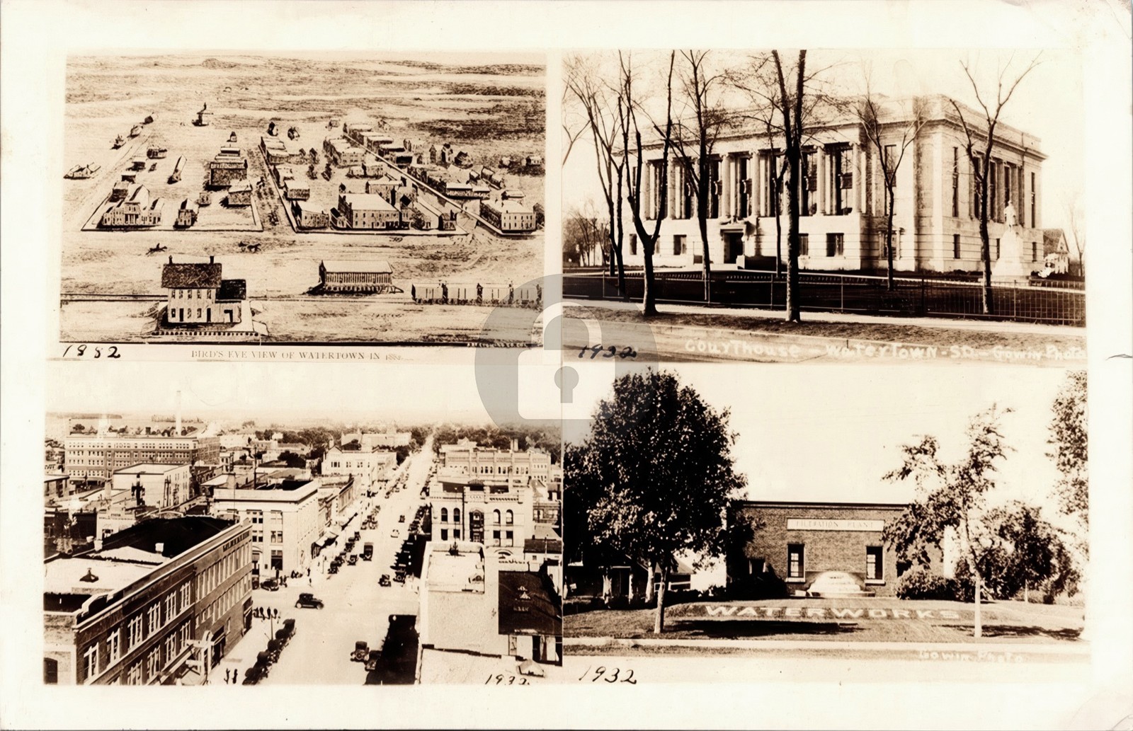Watertown SD Street & Buildings RPPC Photo Postcard COPY