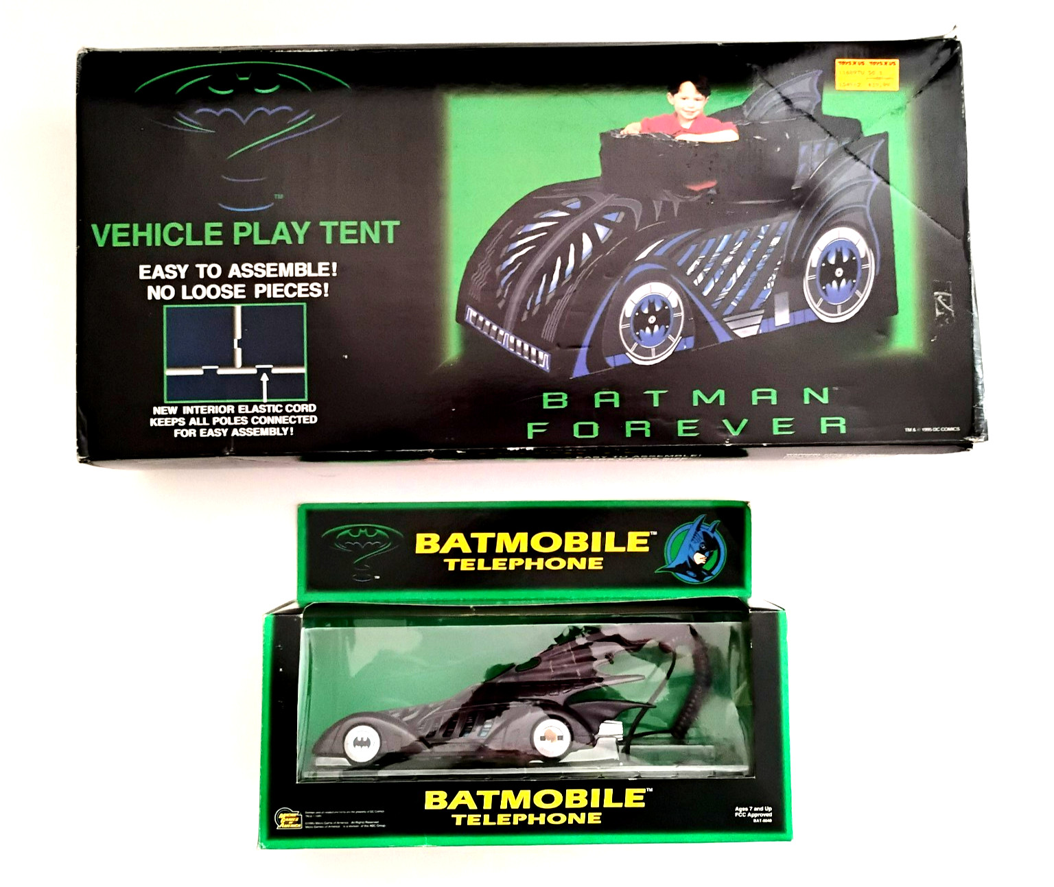 Vtg 1995 NIB Rare Batman Forever Vehicle Play Tent & NIB Batmobile Telephone