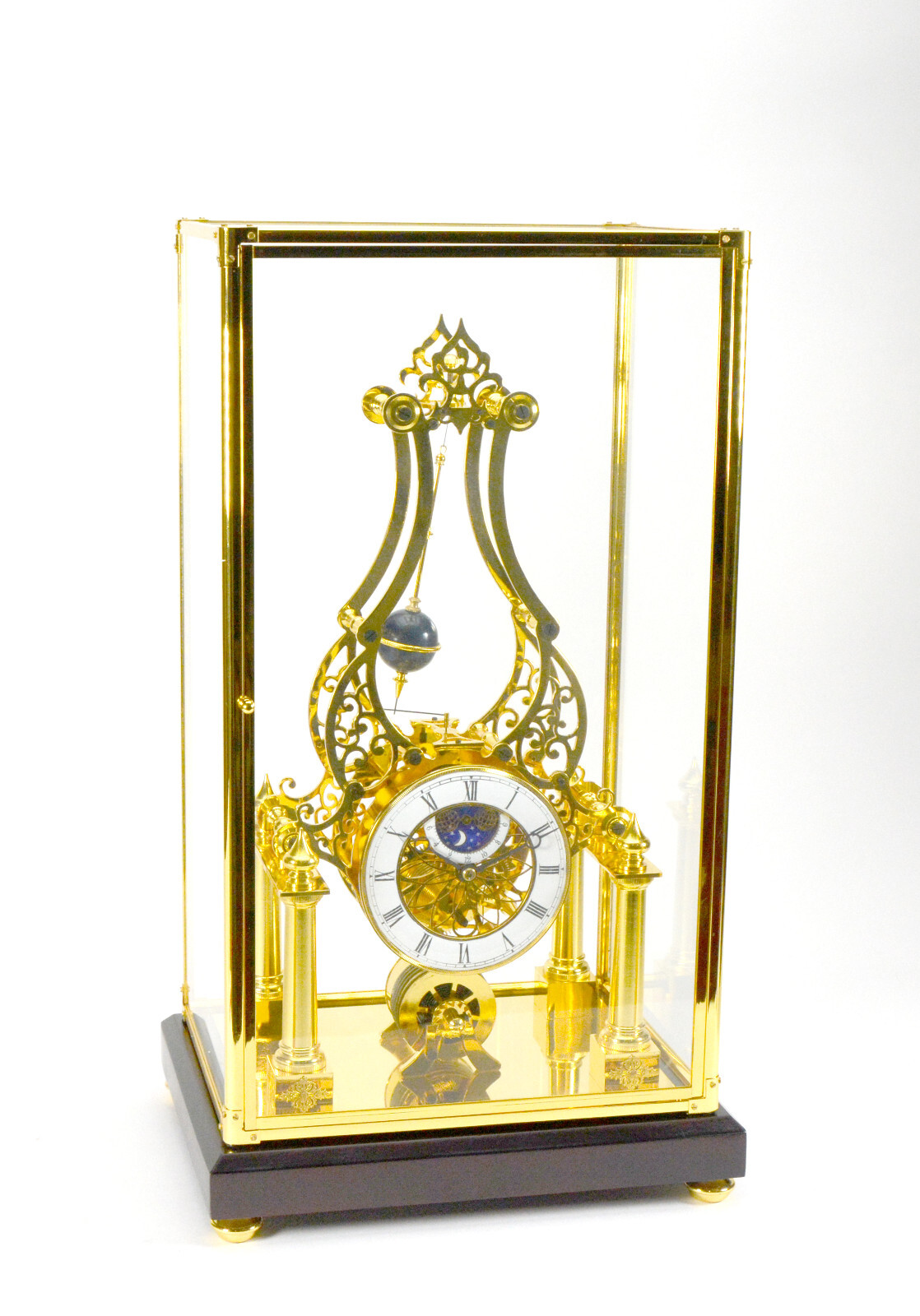 French Style Conical Pendulum Rotary Flying Ball Fusee Noiseless Skeleton Clock