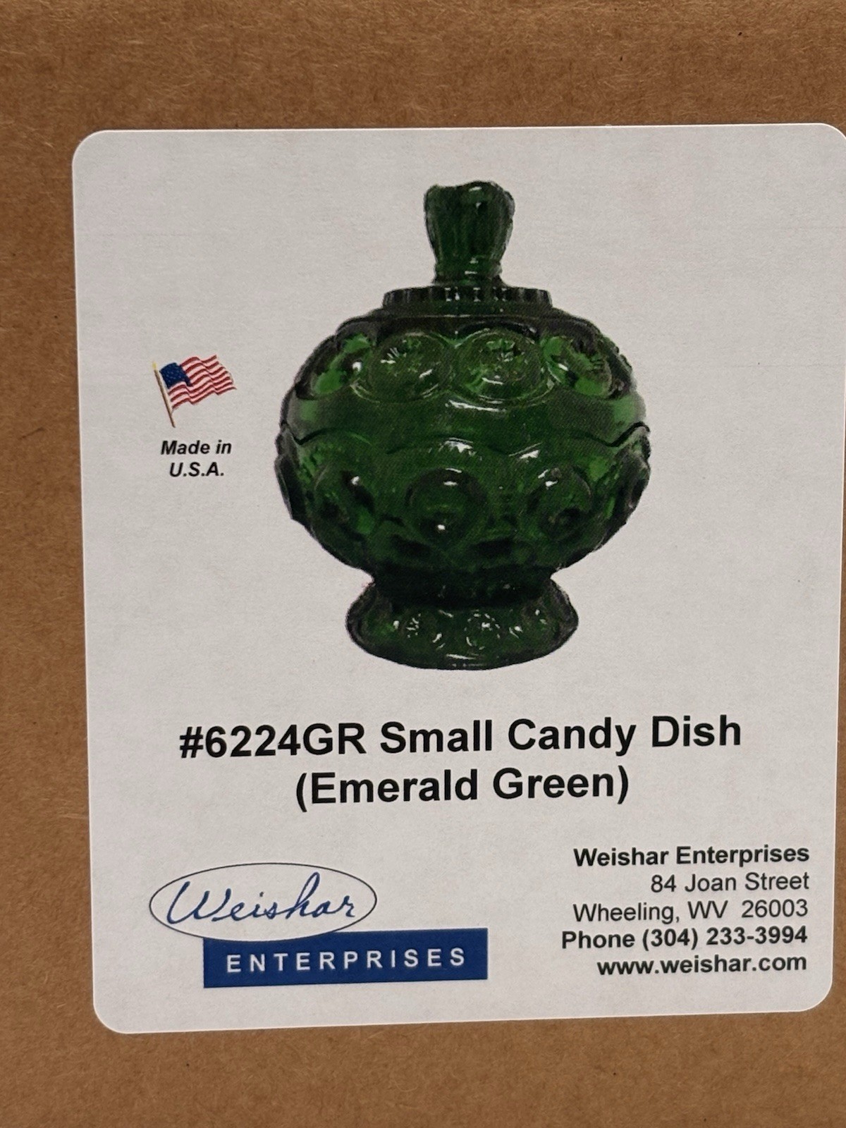 Weishar Moon and Star Emerald Green Small Candy Dish 6224GR Lidded Box NIB