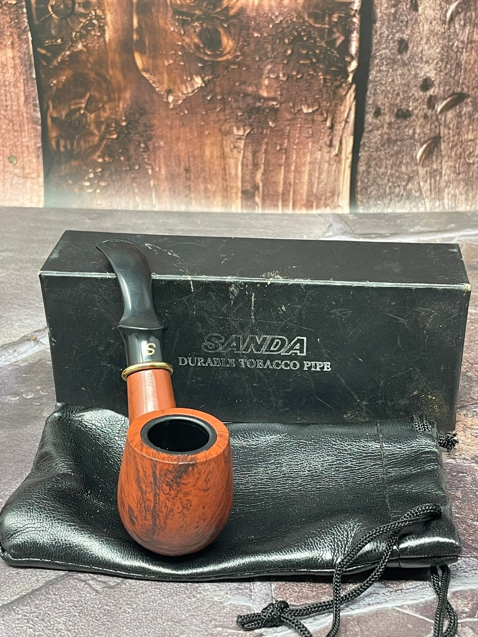 Sanda Durable Tobacco Pipe - Smooth Bent Billiard, Unsmoked