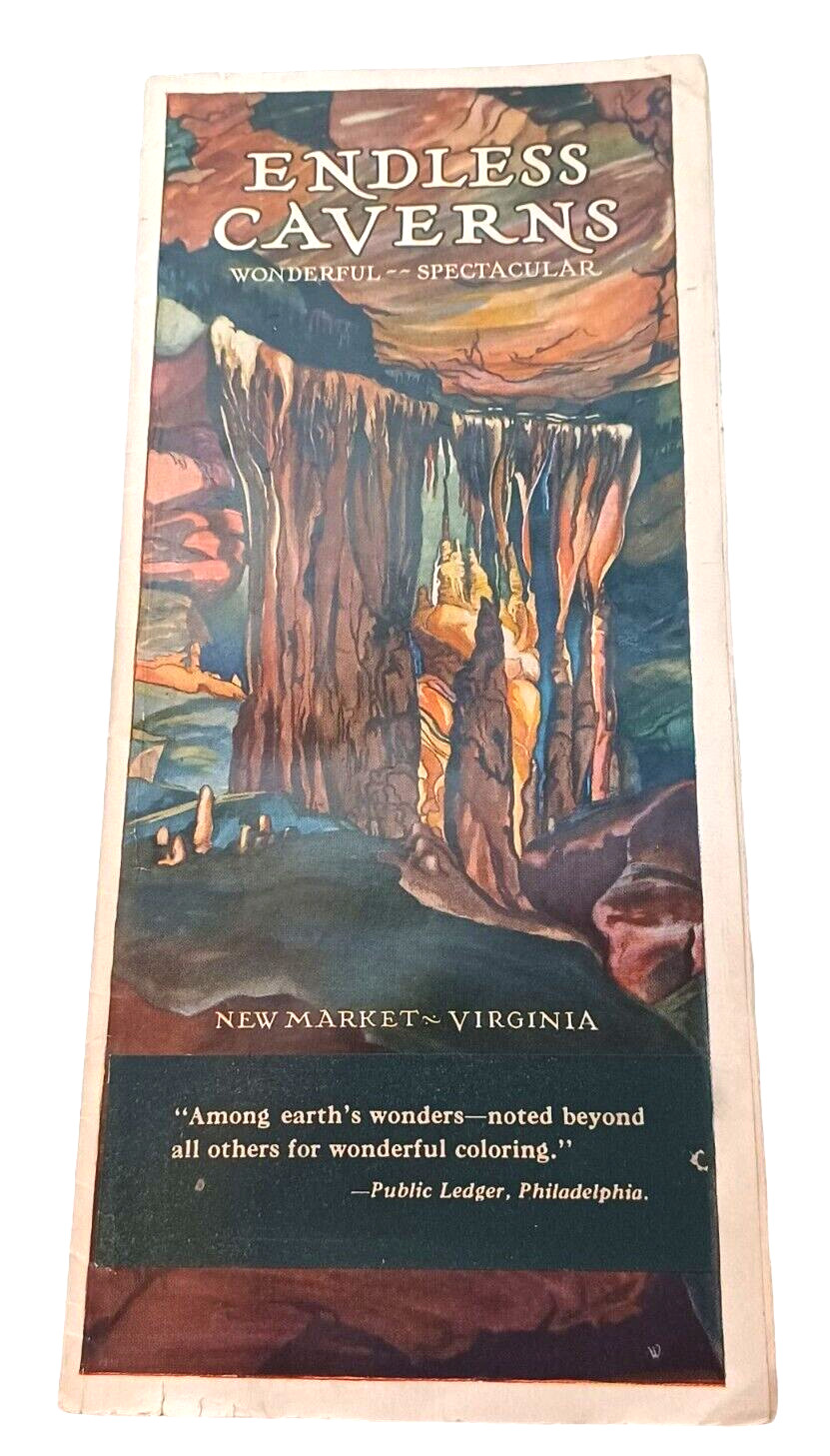 1927 Endless Caverns New Market Virginia Advertising Travel Brochure & Map