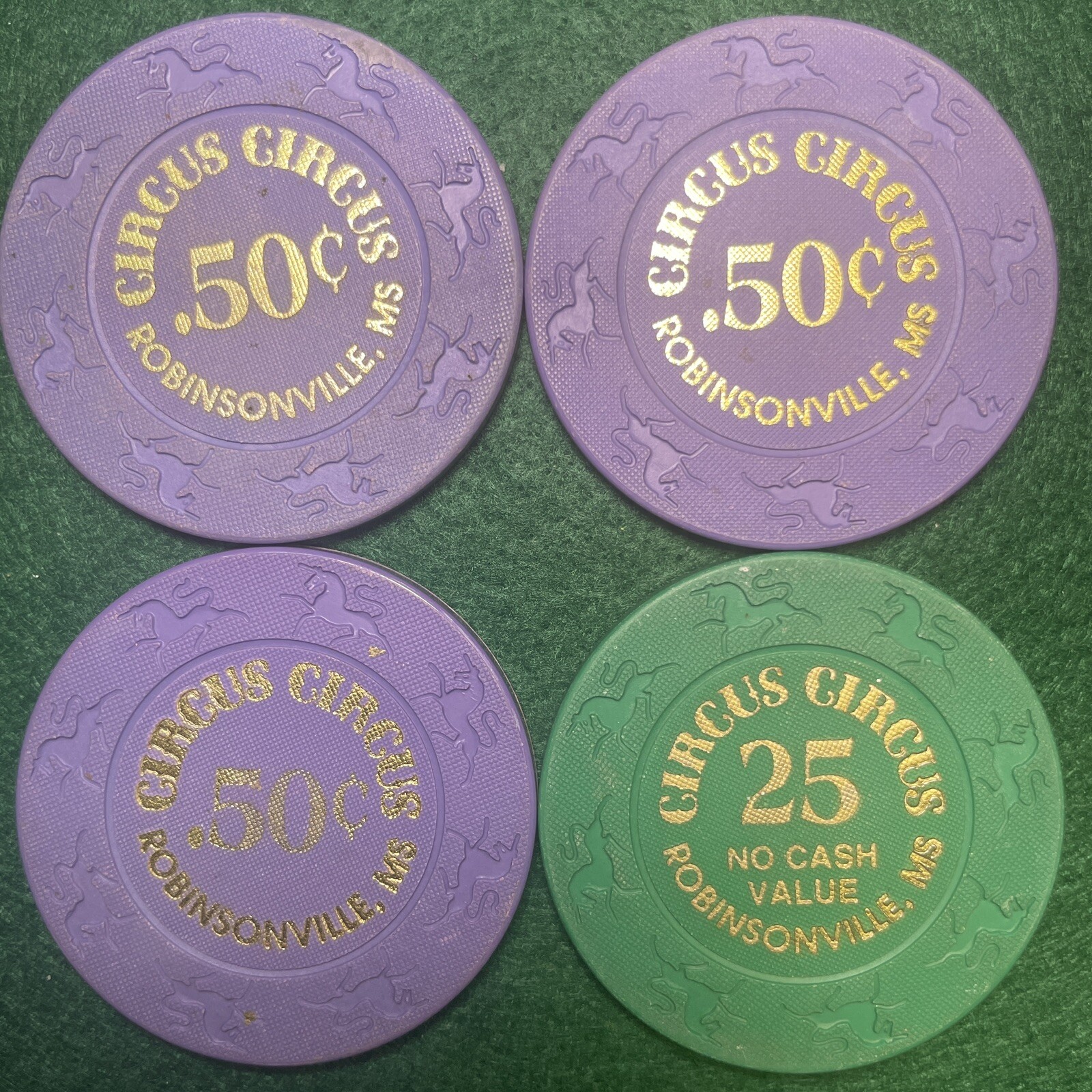 Circus Circus Casino Chips lot of 4 Collectible Set $0.50 NVC25 Chips