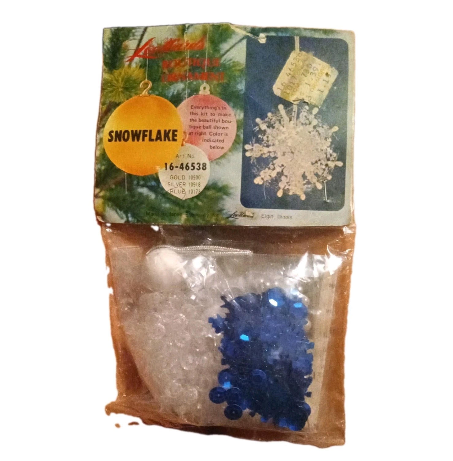 Vintage LeeWards Snowflake Boutique Ornament Kit Blue 16-46538 New Old Stock DIY