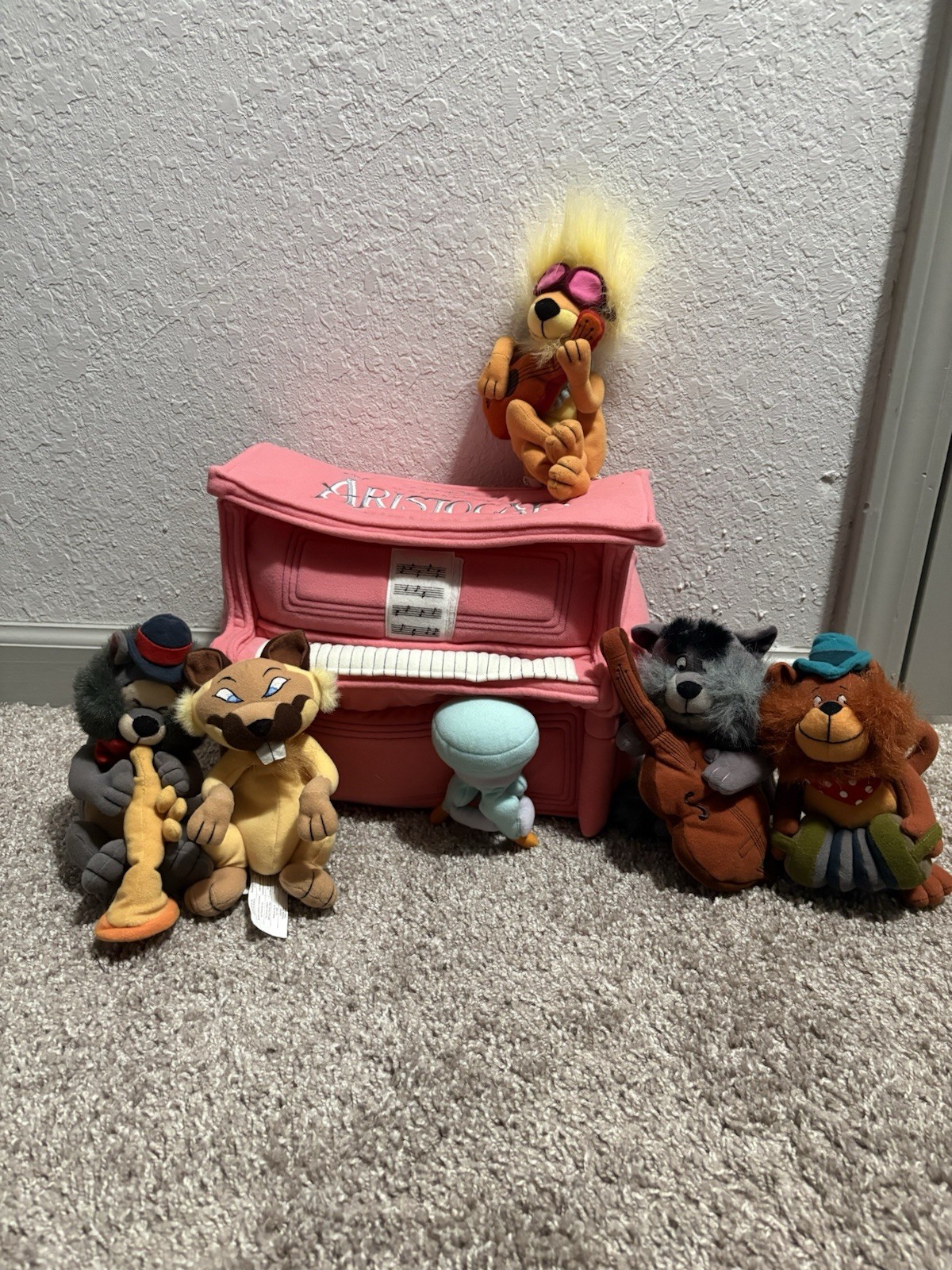 Vintage 1999 Disney Store Aristocats Jazz Band Plush Piano Set Complete w/ Tags