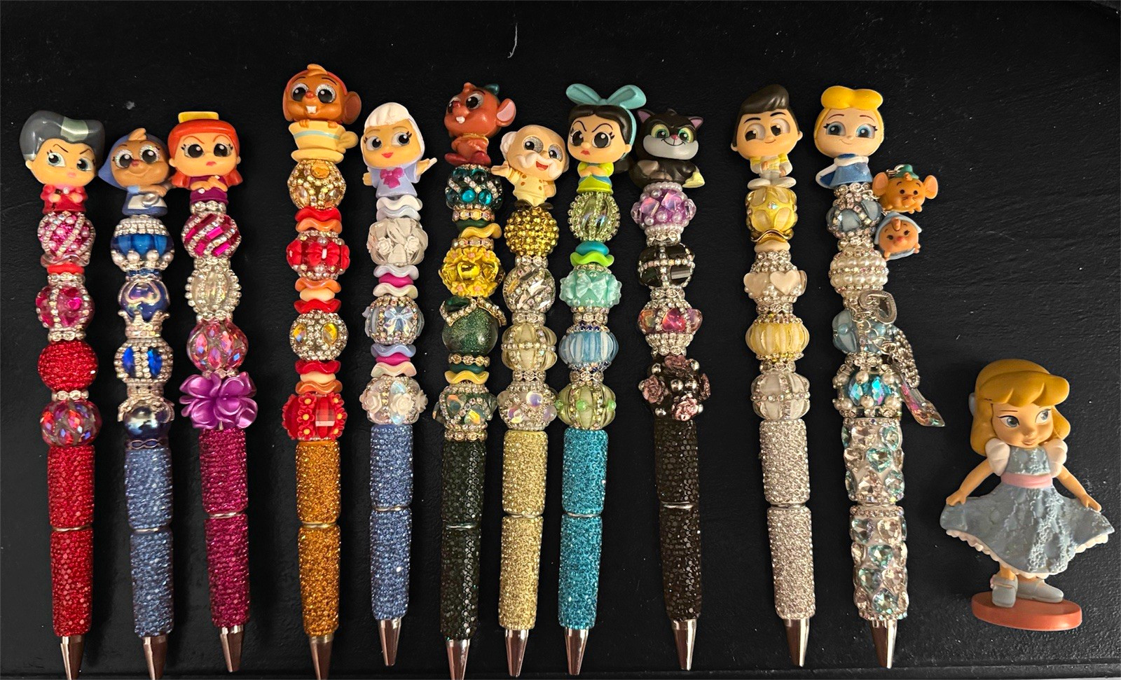 Cinderella/Gus Gus /Suzy Doorables Handmade Beaded Pen Collection Set of 11 Pens