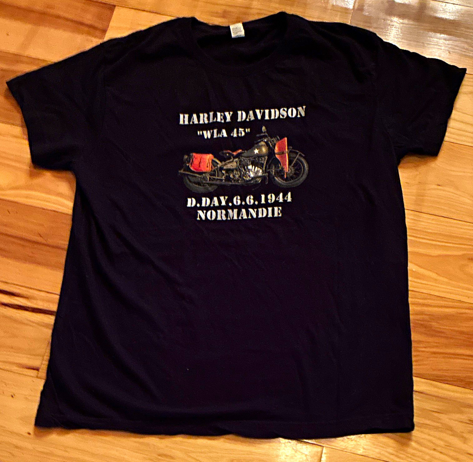 Vintage Harley-Davidson WLA 45 D-Day 6.6.1944 Normandie Graphic T-Shirt XL