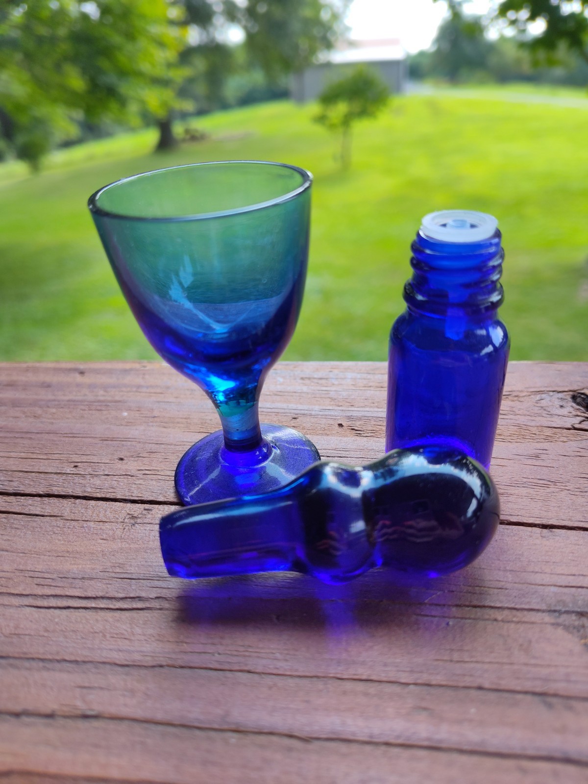 3 Pieces Mini Vintage Cobalt Blue
