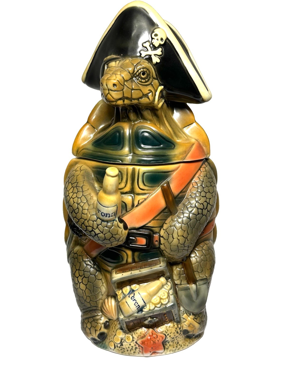 Rare VTG 1998 Corona Beer Figural Pirate Sea Turtle Figural Stein by Tradex
