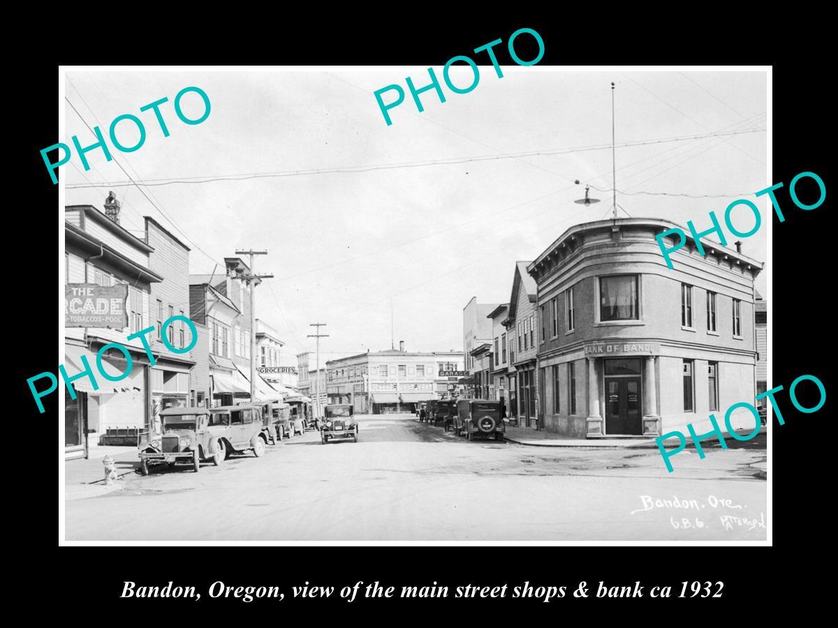 OLD LARGE HISTORIC PHOTO OF BANDON OREGON VIEW OF THE MAIN STREET ca 1932