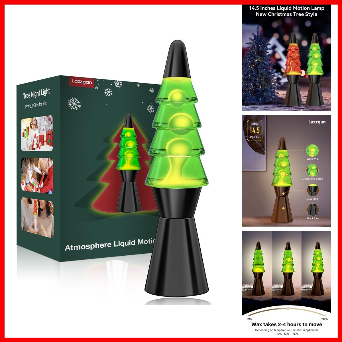 Lazzgan Christmas Tree Liquid Motion Lamps - 14.5 Inch Black Large Christmas
