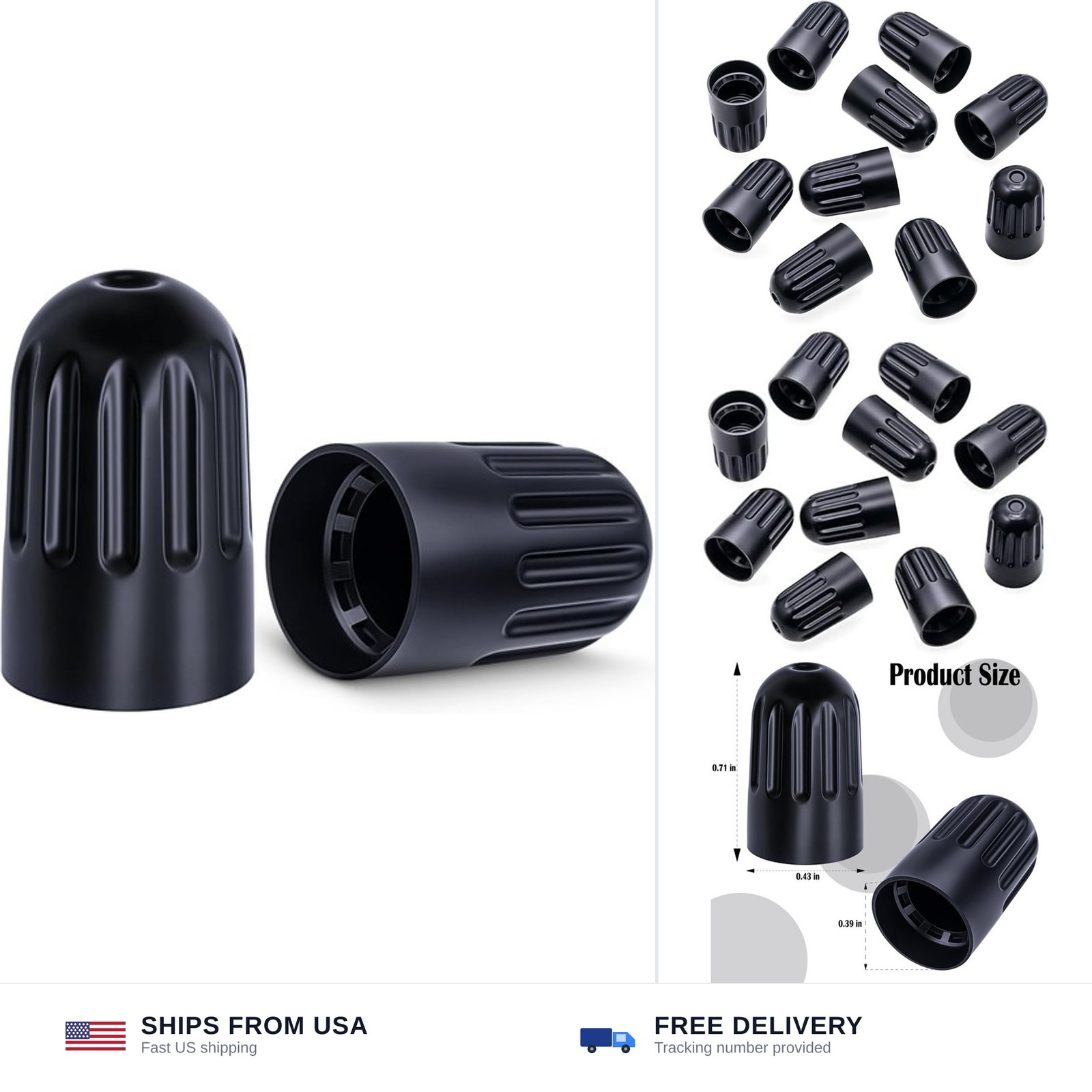 10PCS TPMS Tire Valve Long Stem Caps, Black Plastic Wheel Tire Valve Stem for...