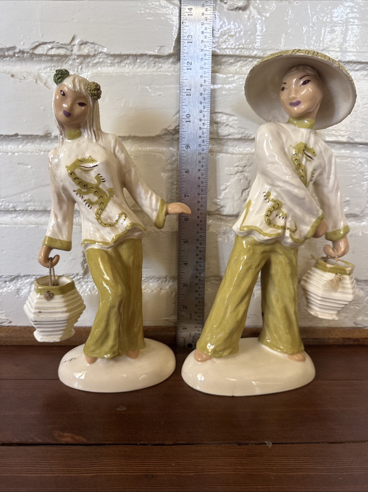 VTG Asian Couple Hedi Schoop Signed Figurine Statues 12