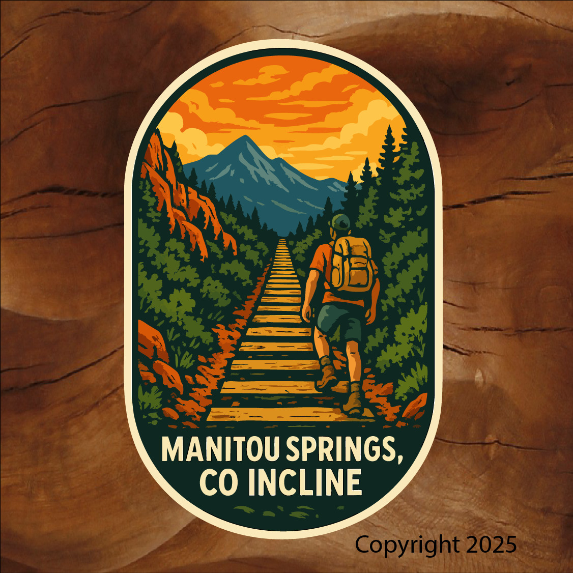 Manitou Springs  incline, Co sticker, Decals Manitou incline, Colorado printing