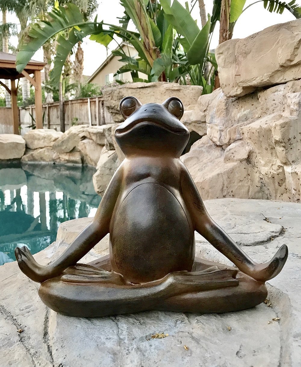 Ebros Rustic Yoga Frog Garden Statue Meditating Buddha Frog Sculpture 14