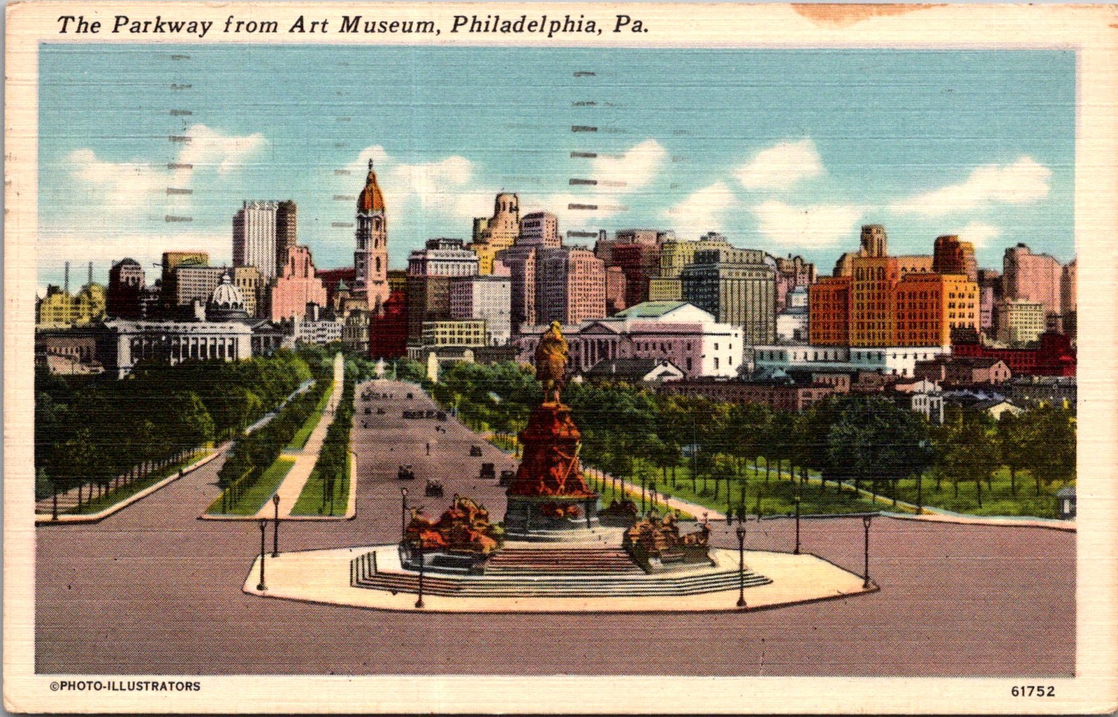 Parkway from Art Museum Philadelphia PA 1958 Vintage Postcard 5P21-15