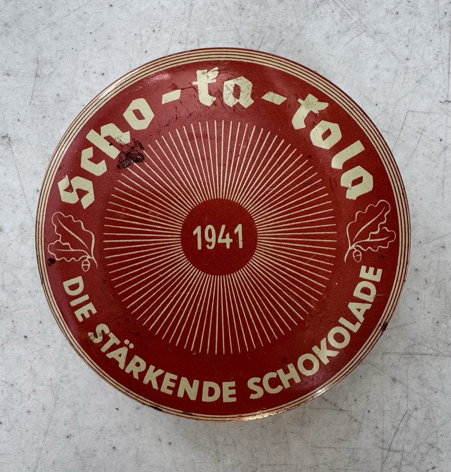 Ultra rare ORIGINAL German Scho-Ka-Kola tin and contents - WWII - 1941 - Ration