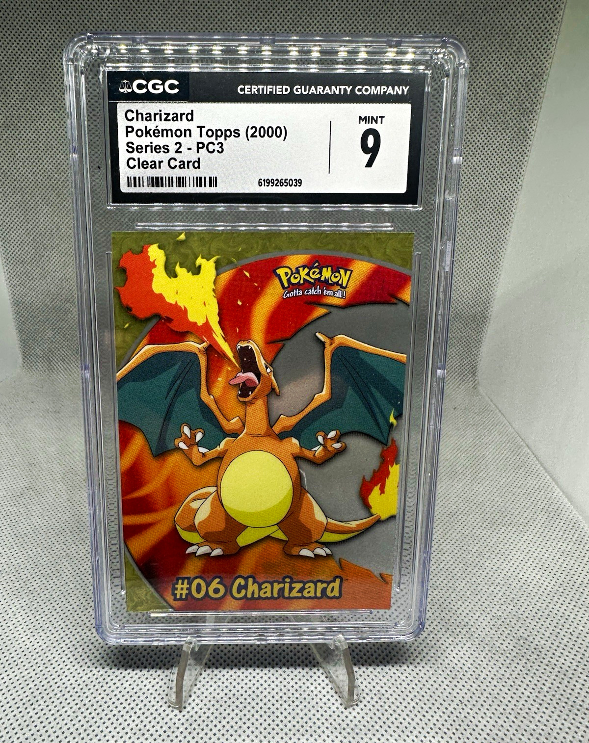 Topps Pokemon CGC 9 2000 Series 2 PC3 Charizard Clear Card Graded Card