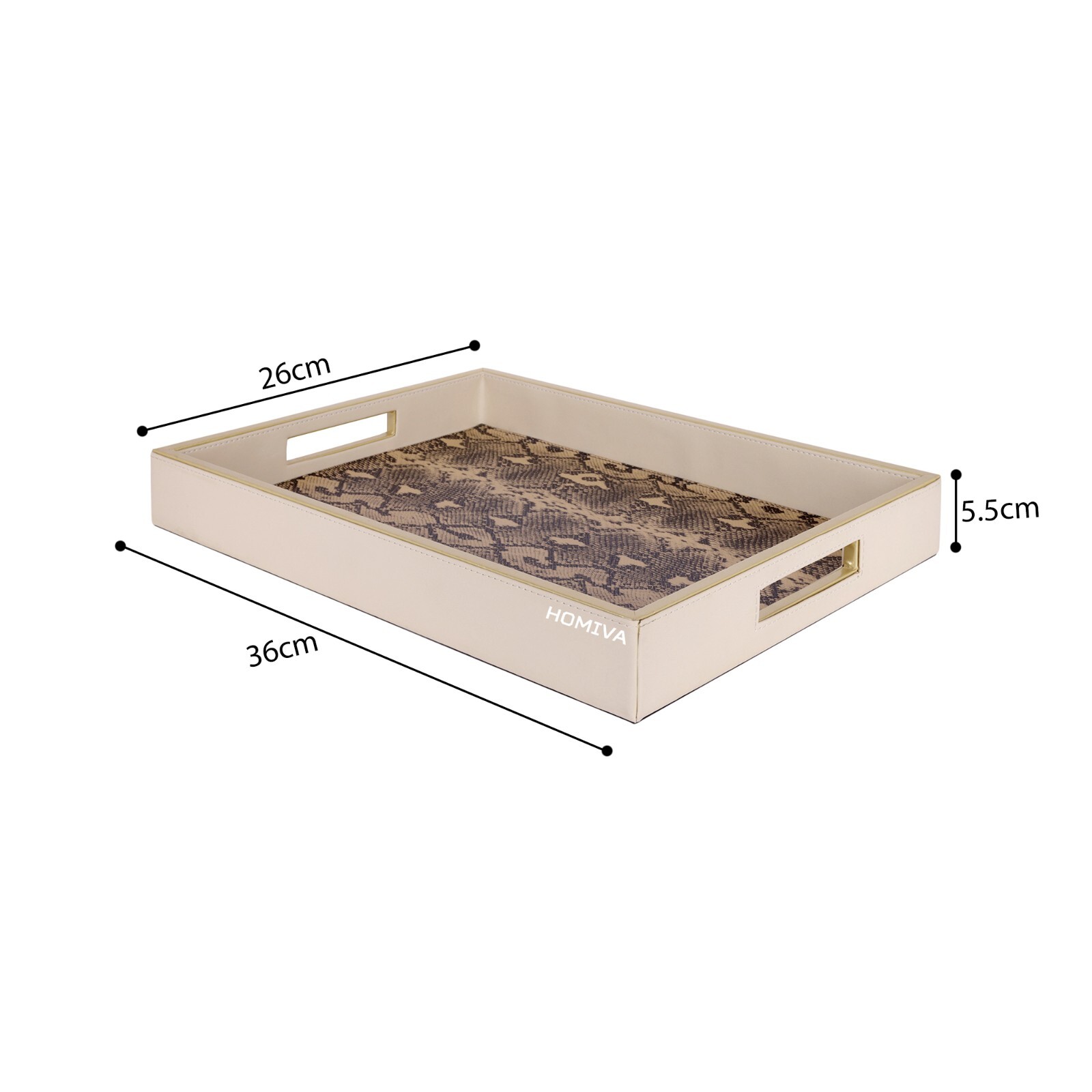 HOMIVA Premium Pink Faux Leatherette Serving Tray Small