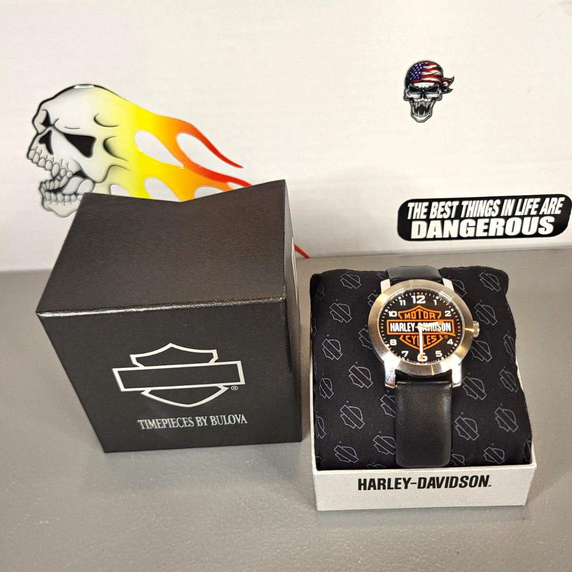 Harley-Davidson Bulova Timepieces Wristwatch w/ Box Owner’s Guide Book 5440
