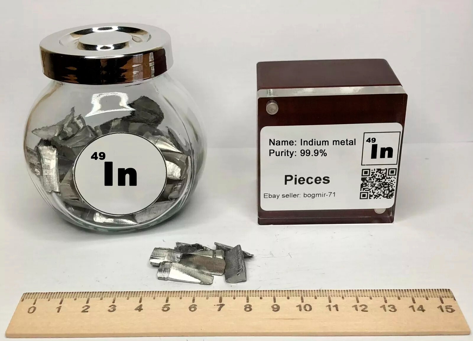 Indium Metal Element Sample 25 - 450 grams Chunks 99.9% Pure Periodic Table