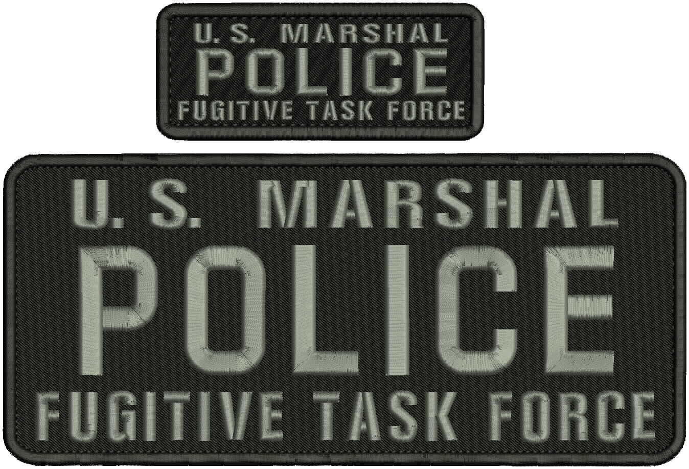 U S MARSHAL POLICE F TASK FORCE EMB PATCH4.75X11  2x5 HOOK ON BACK /BACK/gray
