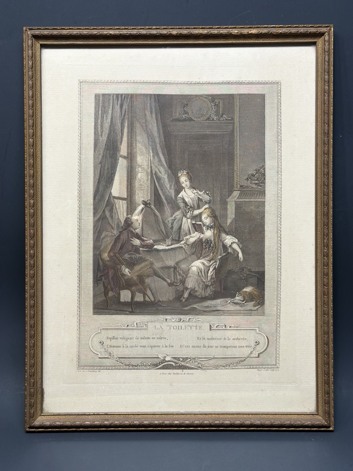 La Visite Inattendue by Sigismund Freudeberg   1774 - Antique French Print