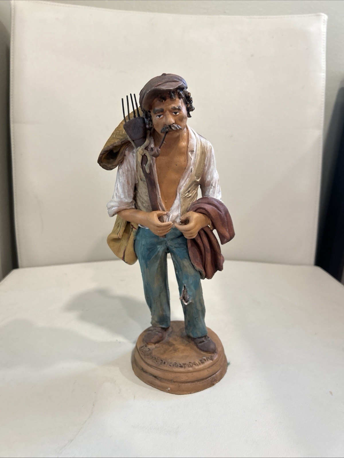 Vintage Caltagirone Terracotta Figurine Sculpture Giacomo Pomponio Signed 10”