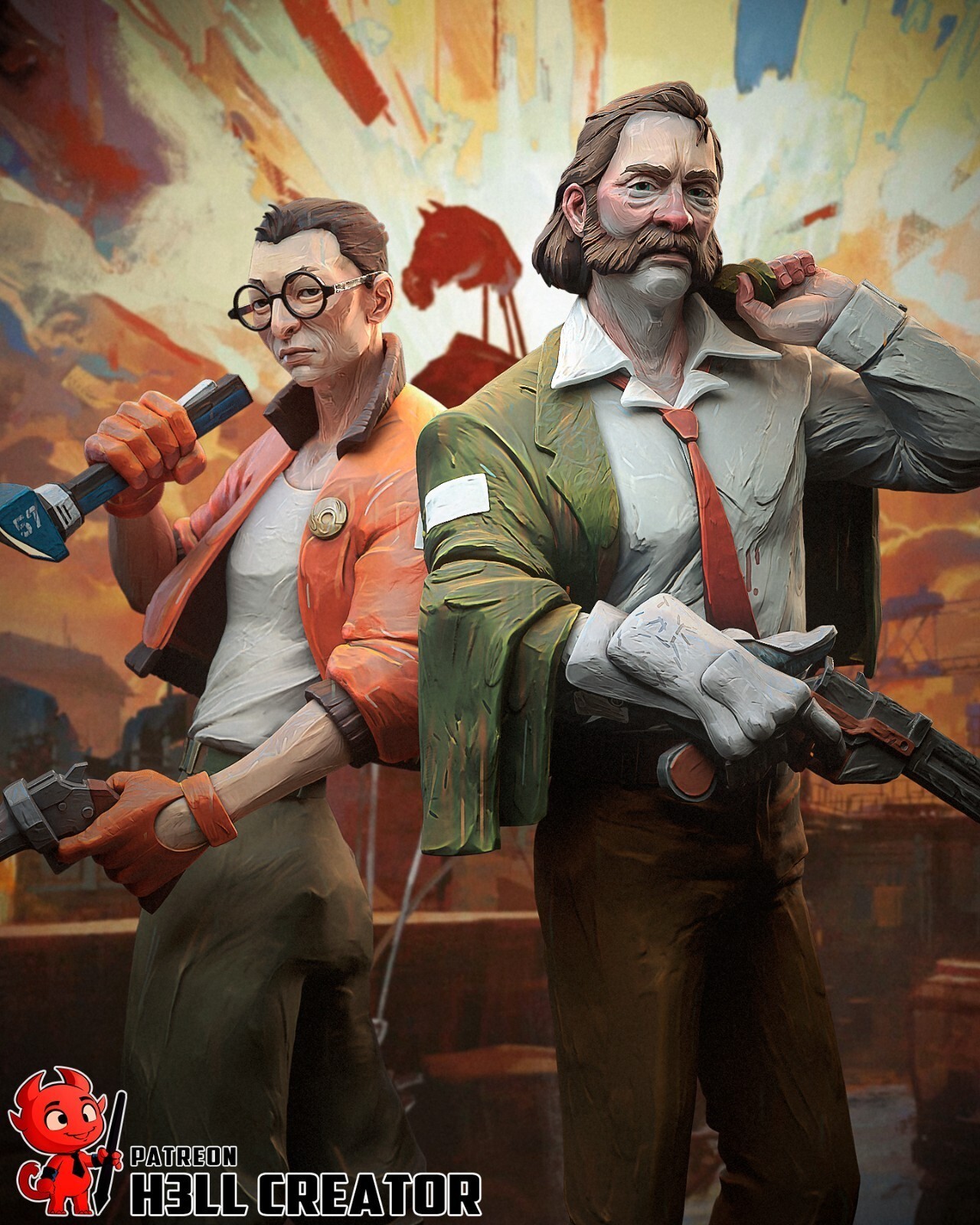 1:8 Harry & Kim Disco Elysium Fan Art UNPAINTED High Quality Garage Kit
