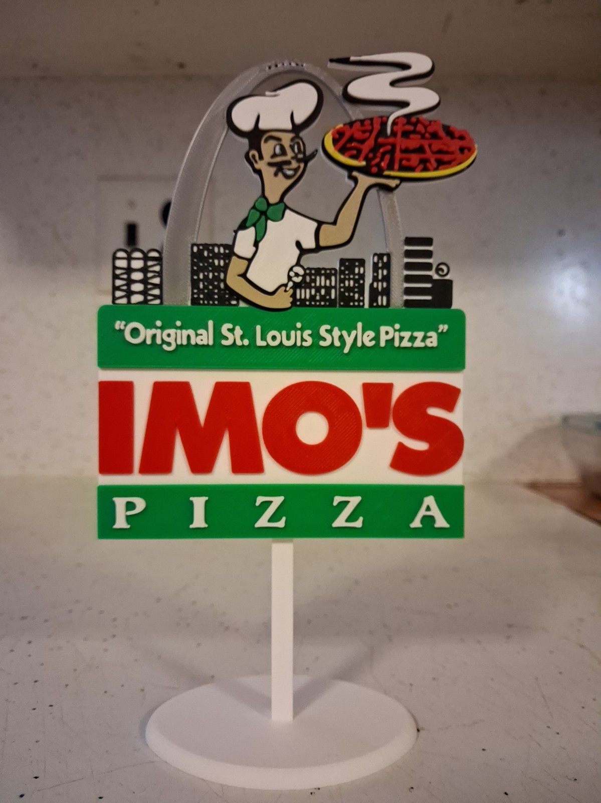 IMO\'S  🍕 PIZZA 🍕 Restaurant. St Louis Missouri Mini Display Sign Diorama 7.5\
