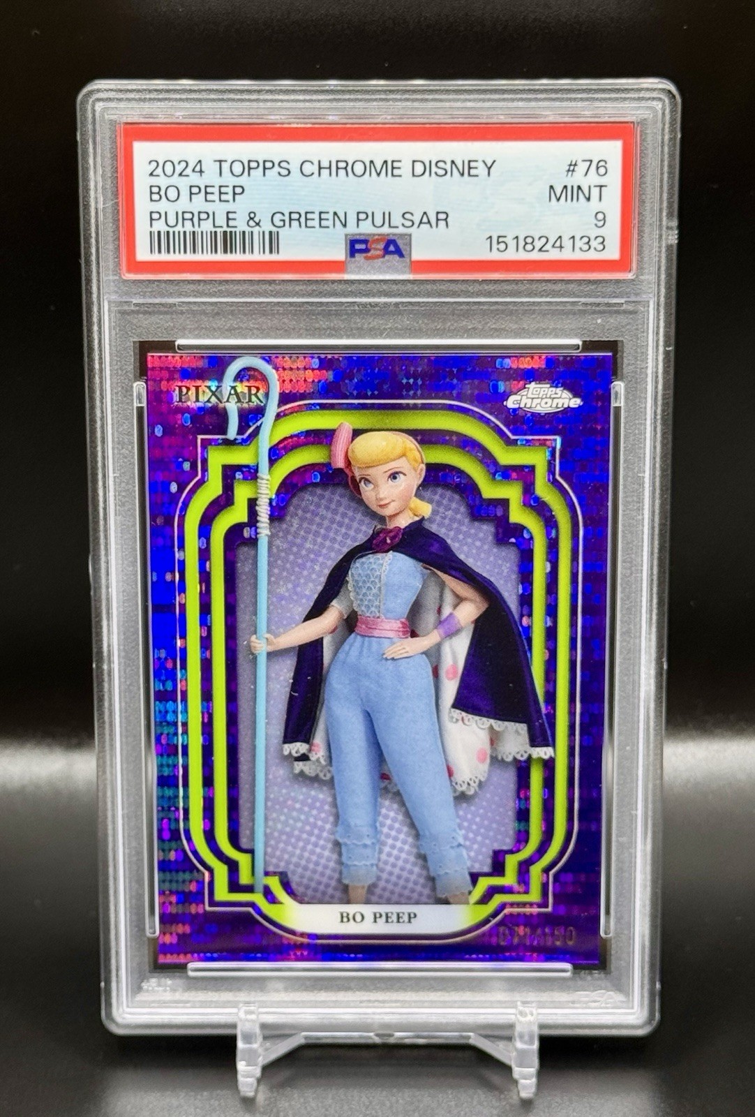 2024 Topps Chrome Disney Purple & Green Pulsar #76 Bo Peep /150 PSA 9