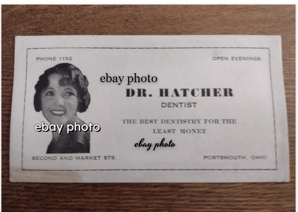 PORTSMOUTH, OHIO OH DR HATCHER DENTIST 1920\'s - 30\'s INK BLOTTER 2ND & MARKET ST