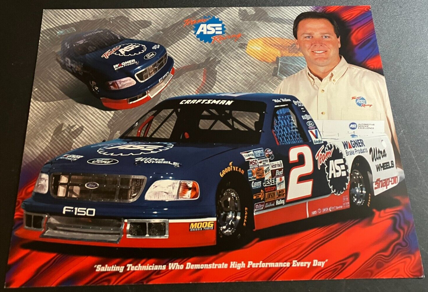 1999 Mike Wallace #2 ASE Ford F-150 - NASCAR Craftsman Truck Hero Card Handout