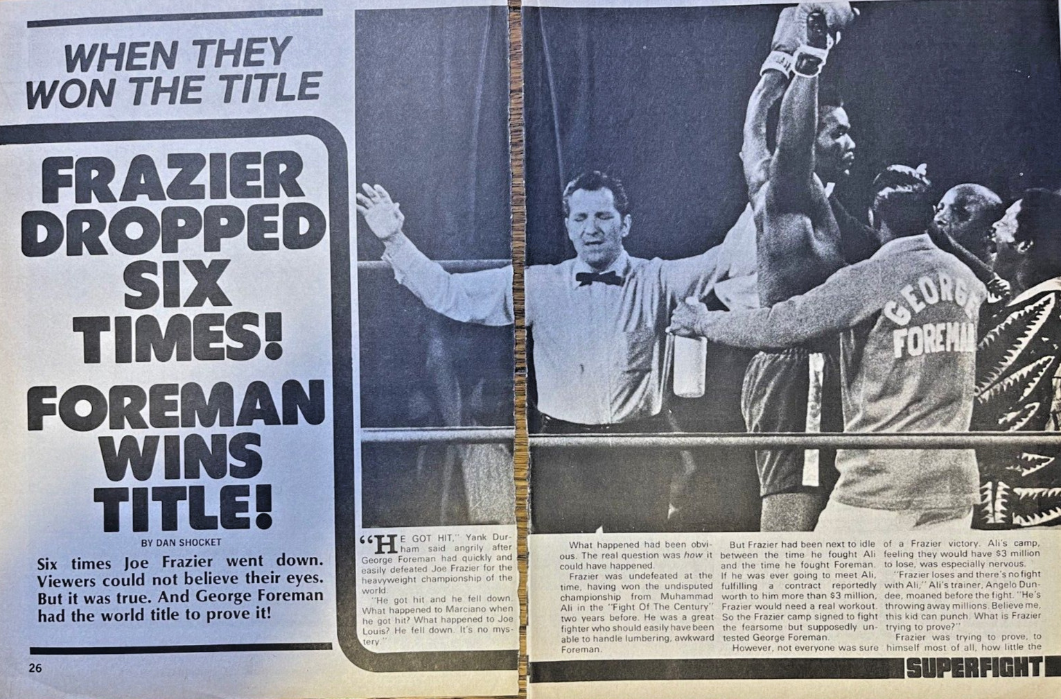 1974 Boxer George Foreman Beats Joe Frazier illustrated
