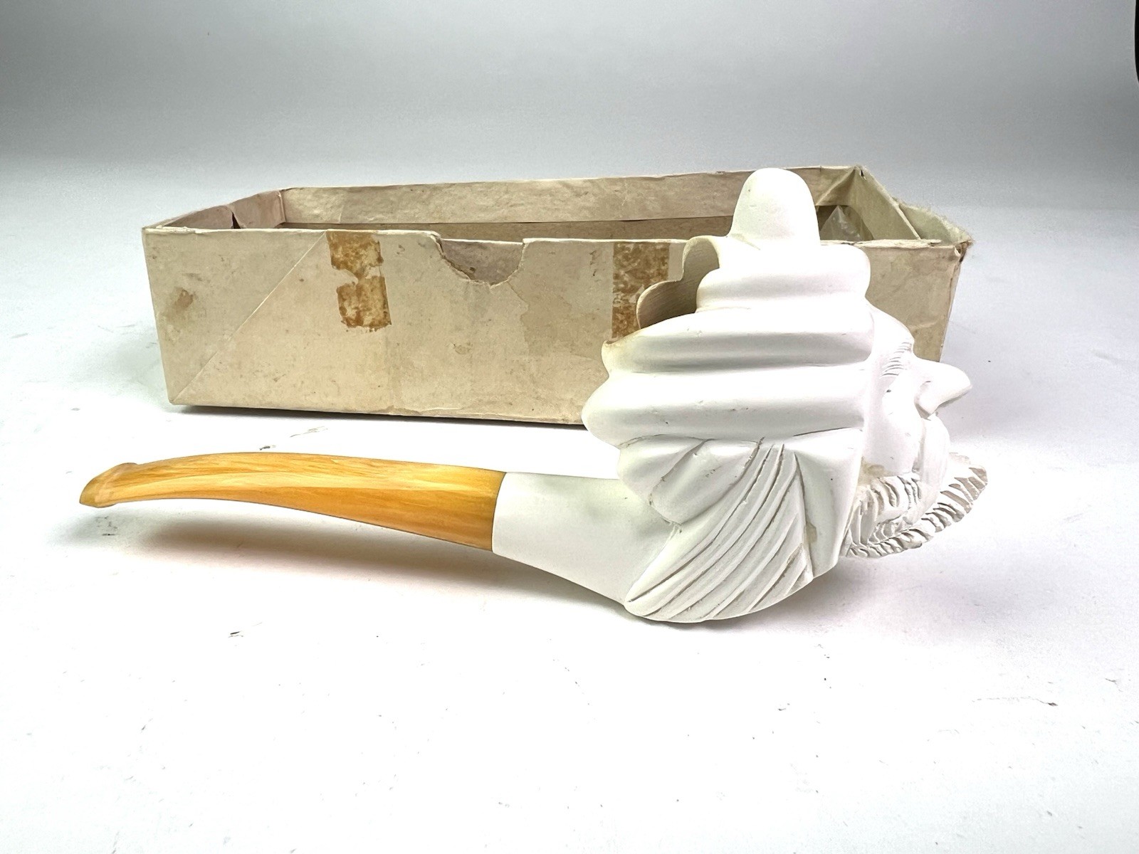 Vintage Hand Crafted Meerschaum Pipe Old Man With Beard W Box Turkey