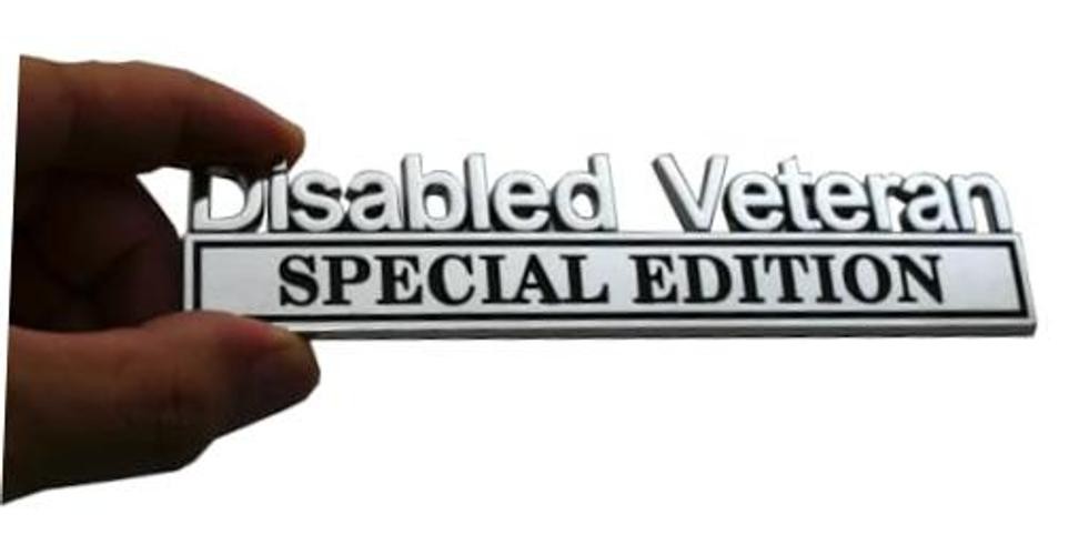 1pc Disabled Veteran Special Edition Emblem Car Decal, Warrior Chrome Black