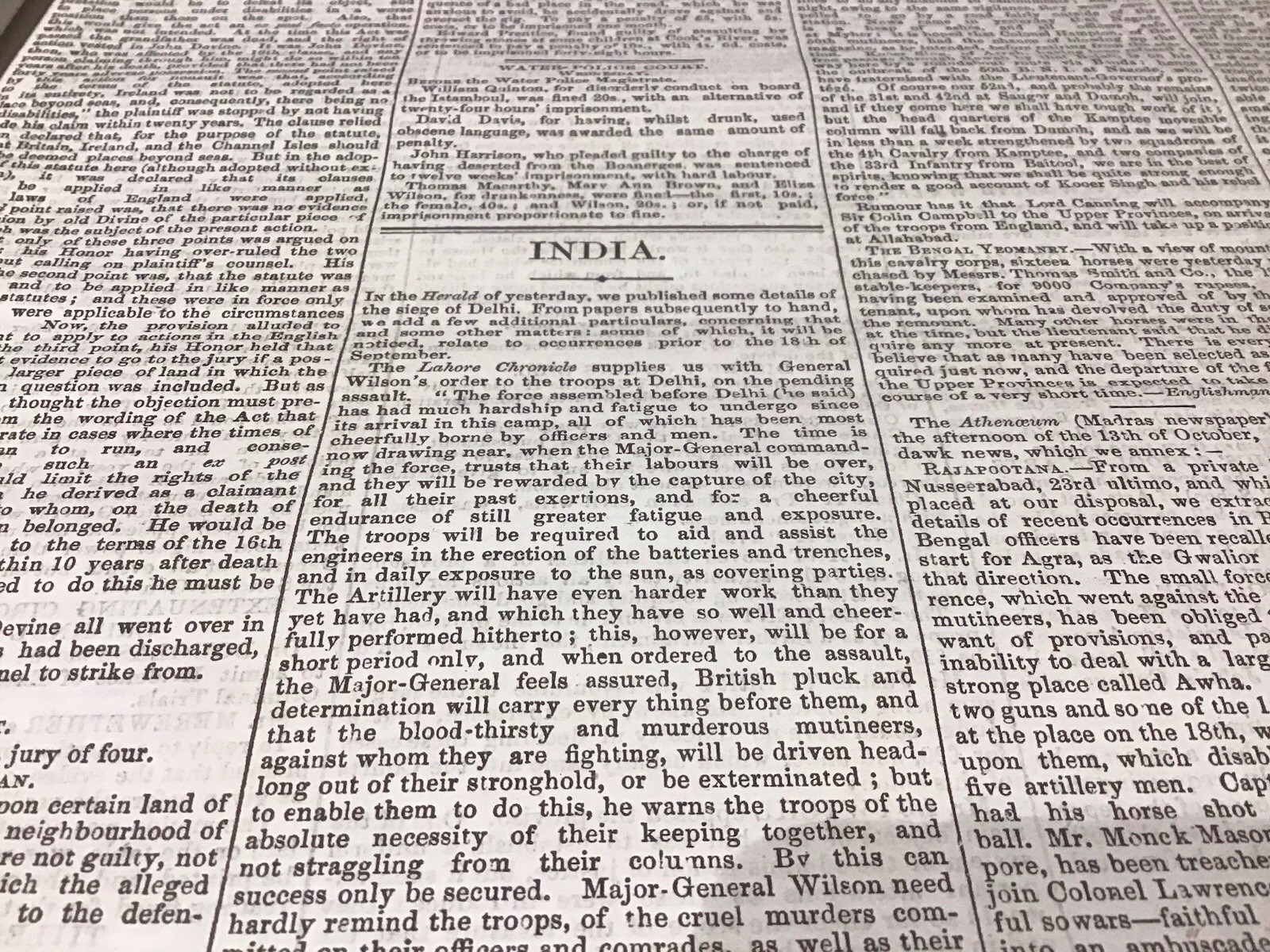 Antique Newspaper 1857 Indian War Rajah Lonee Singh Letter Rajapootana Gwalior