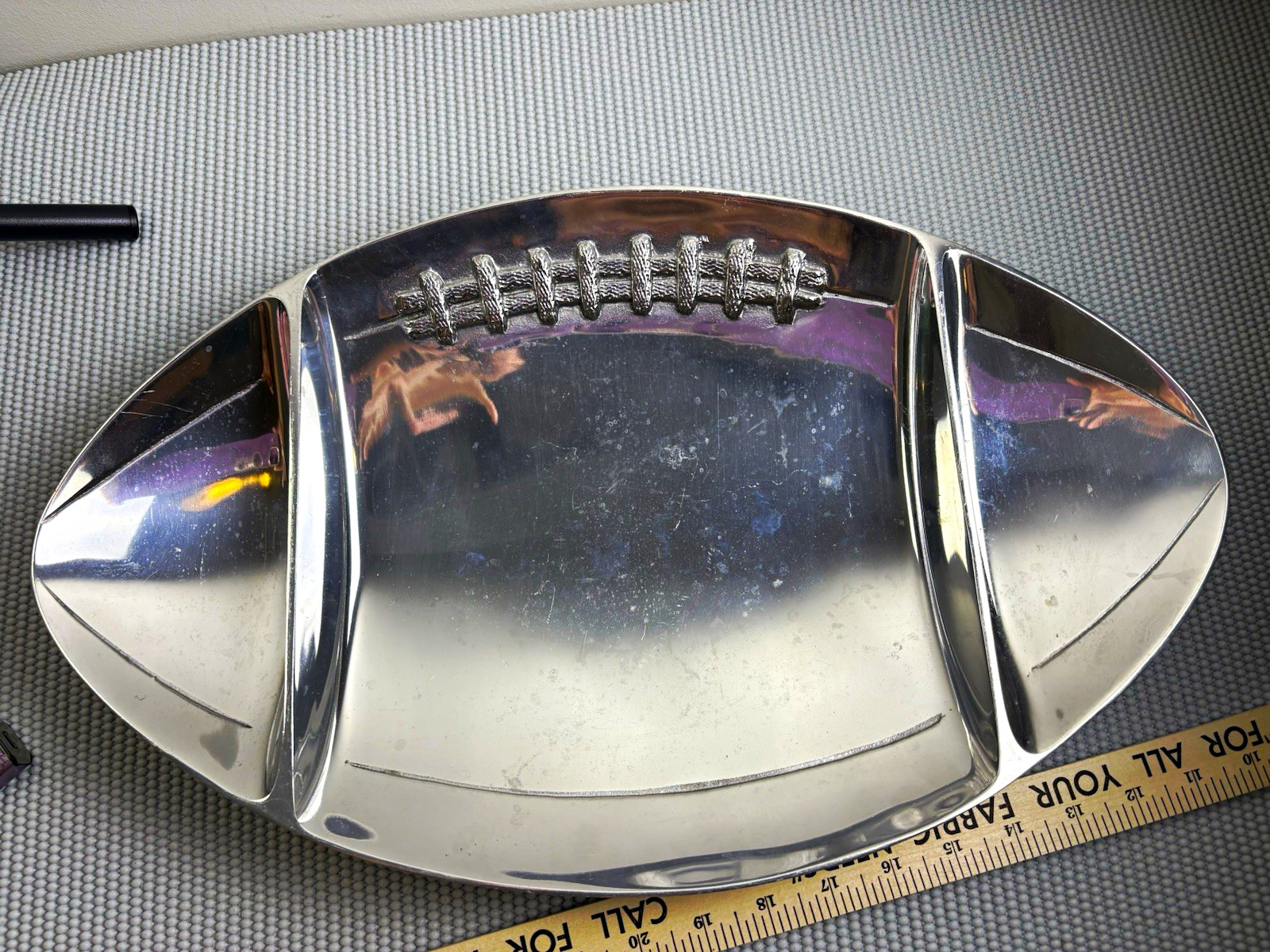 Mariposa Cast Aluminum Football Serving Platter Divided Game Day Tray Large 