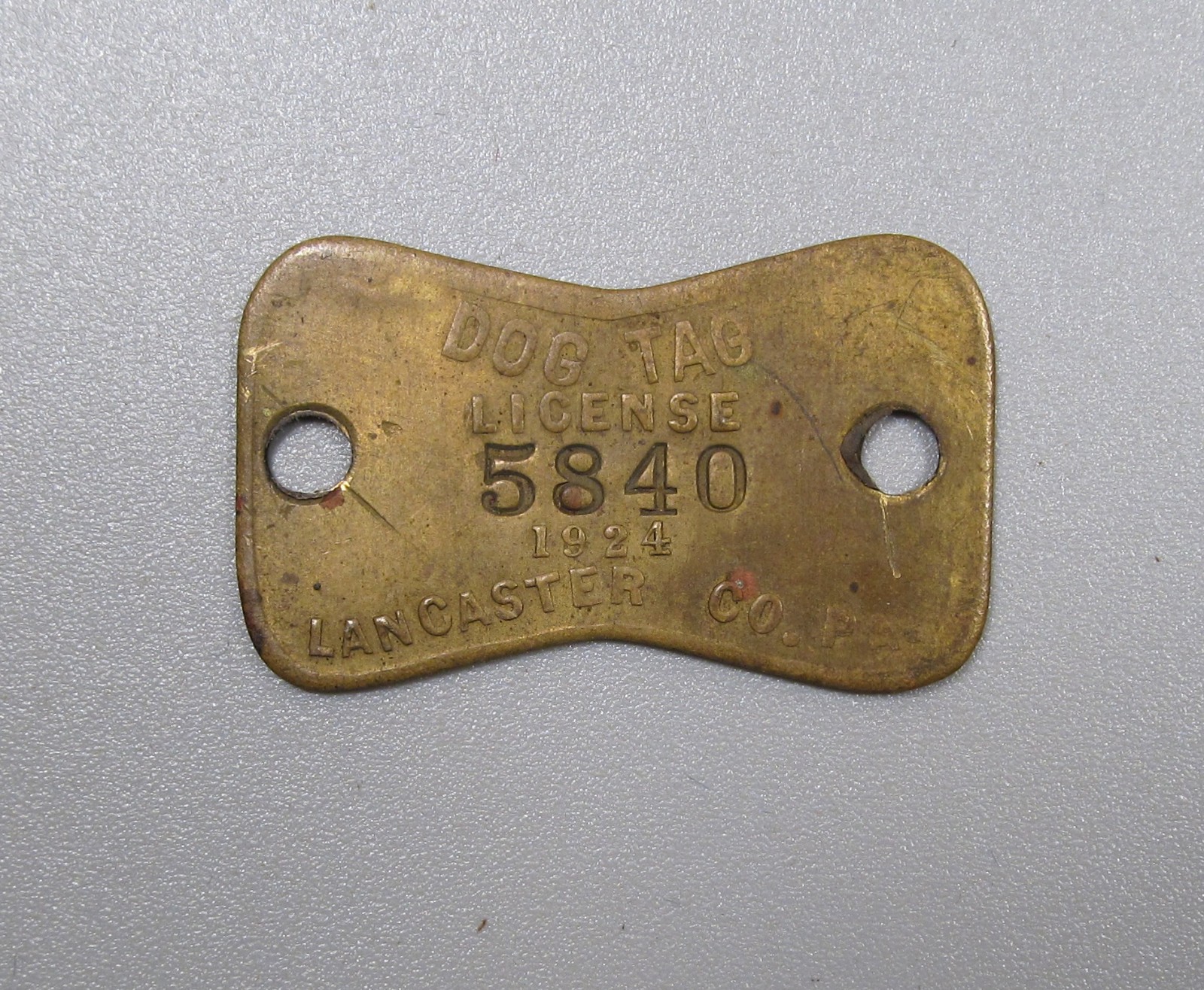 Early Antique 1924 Lancaster Co, PA Dog Tax License #5840 Shape Good Cond.