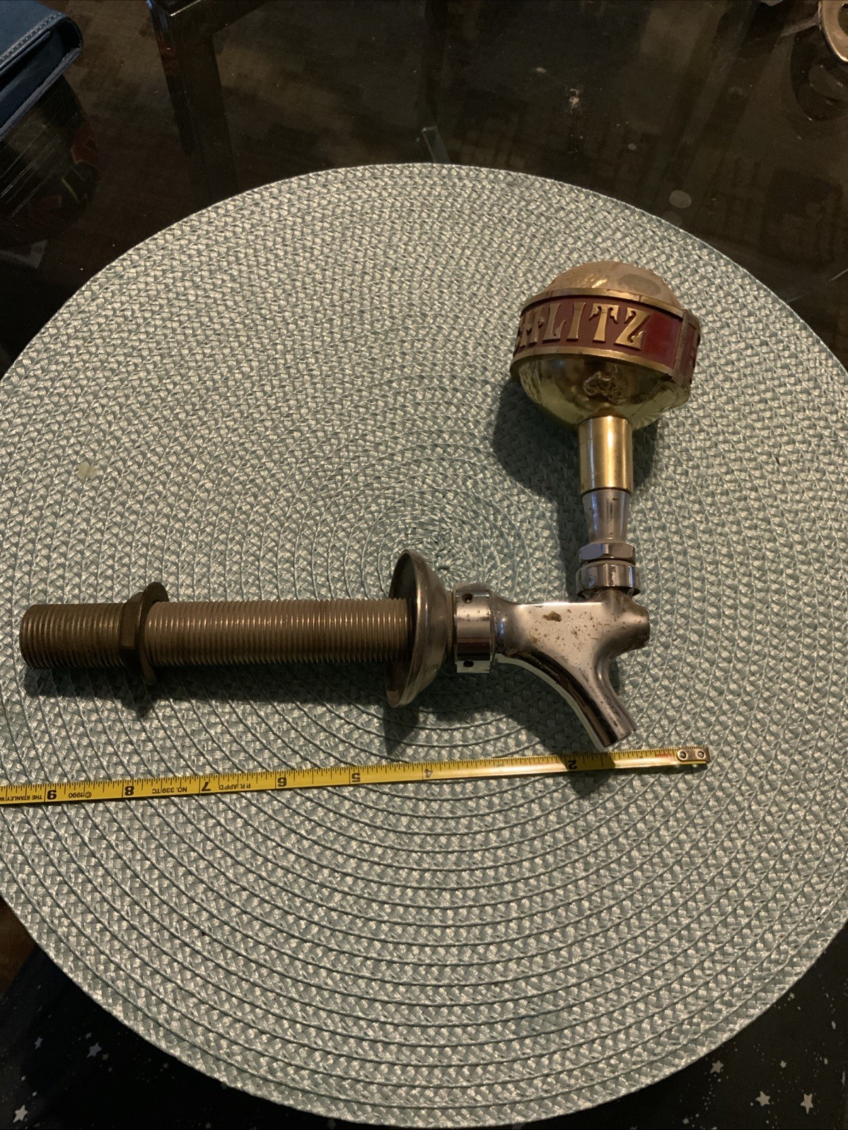 Vintage Schlitz Beer Globe Tap Handle with Faucet & Threaded Shank Bar Decor